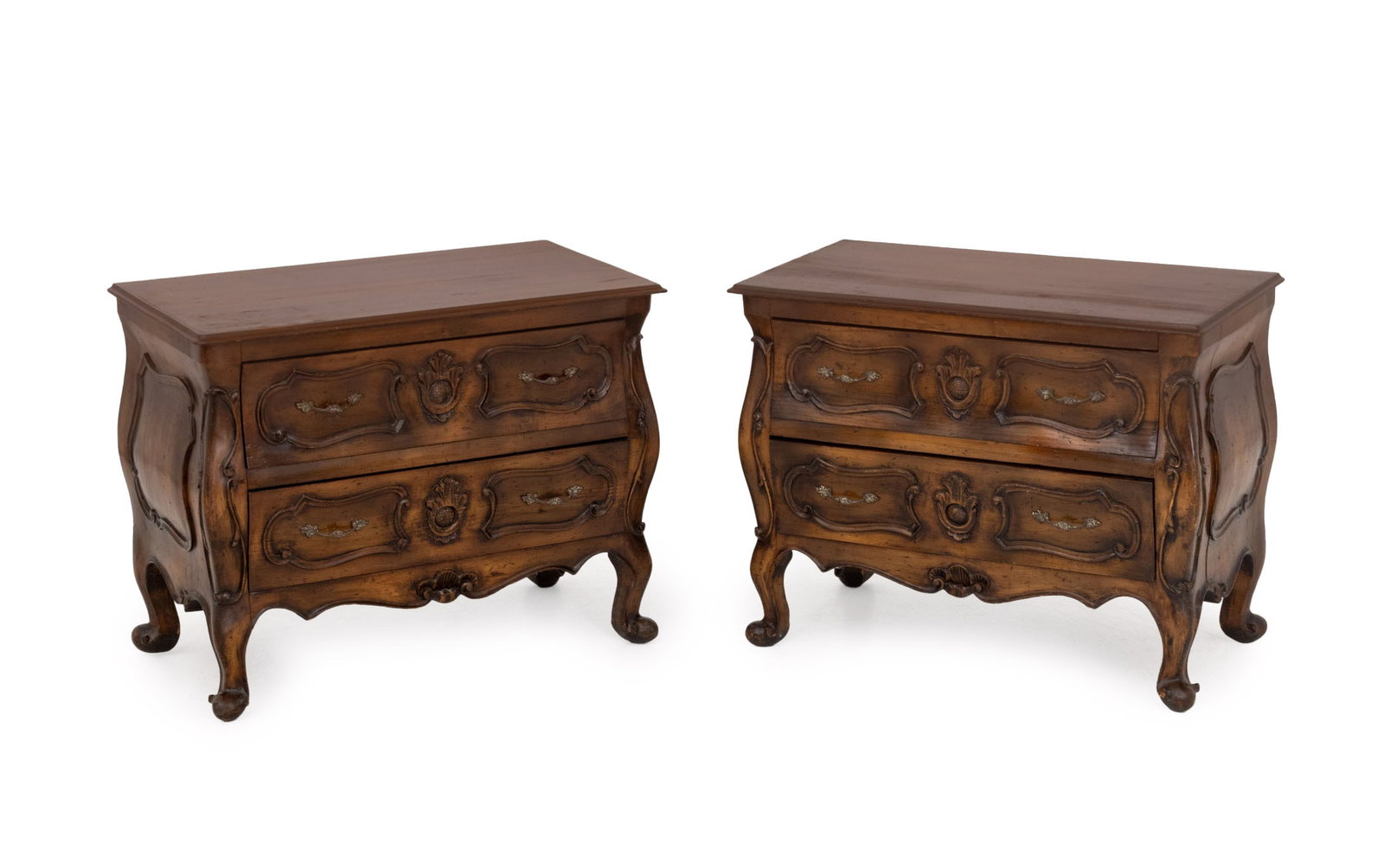 Louis XVI Style Walnut Bombe Chests, Pair (1 of 10)