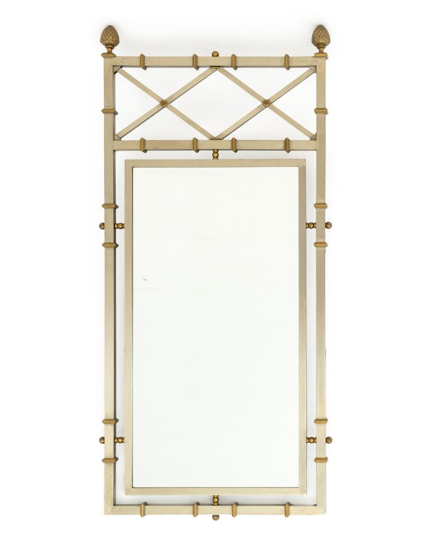 Maison Jansen Style Steel and Brass Framed Mirror (1 of 5)