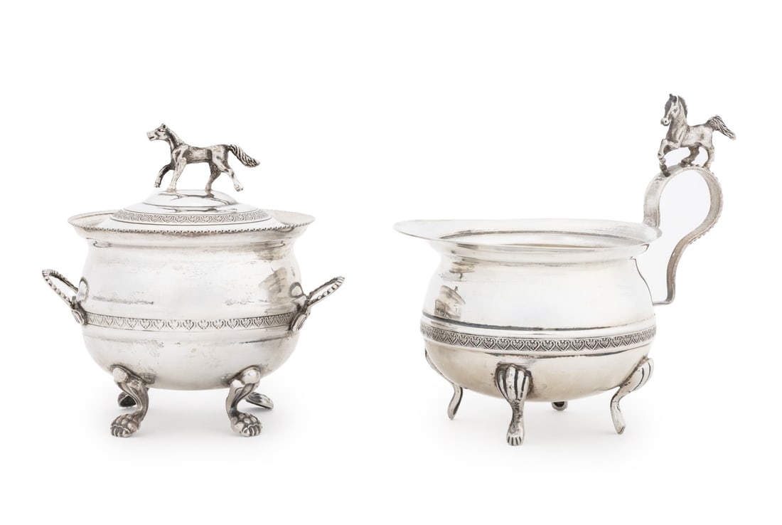 Italian Silver Equestrian Motif Tableware, 2 Pcs. (1 of 16)
