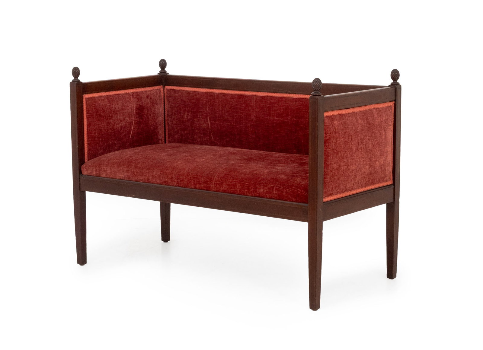 Louis XVI Style Velvet Upholstered Mahogany Sofa (1 of 8)