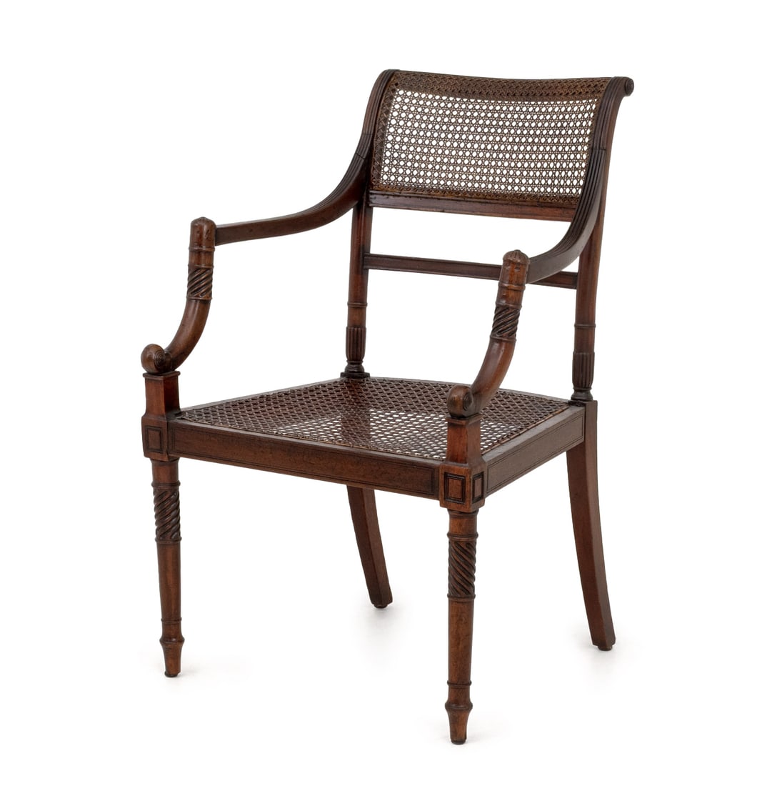 Regency Cane Paneled Open Armchair (1 of 11)