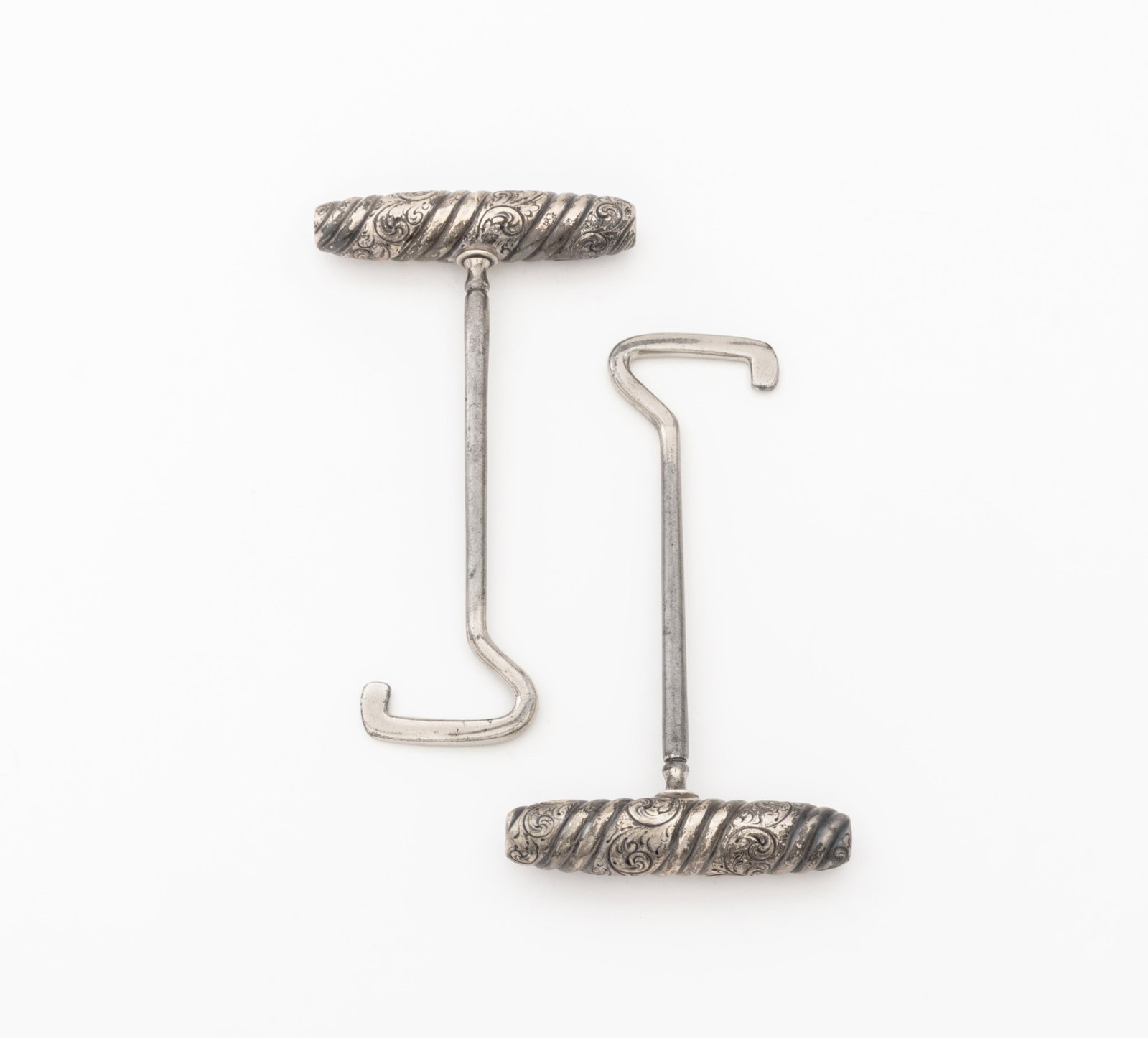 American Sterling Silver Handled Boot Pulls, Pair - 2