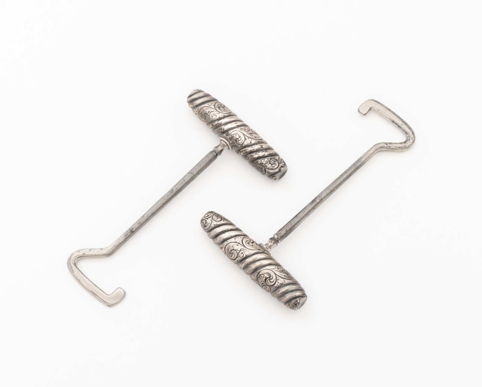 American Sterling Silver Handled Boot Pulls, Pair - 4