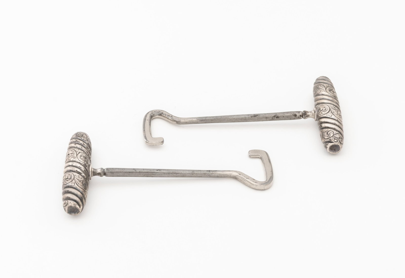American Sterling Silver Handled Boot Pulls, Pair - 9