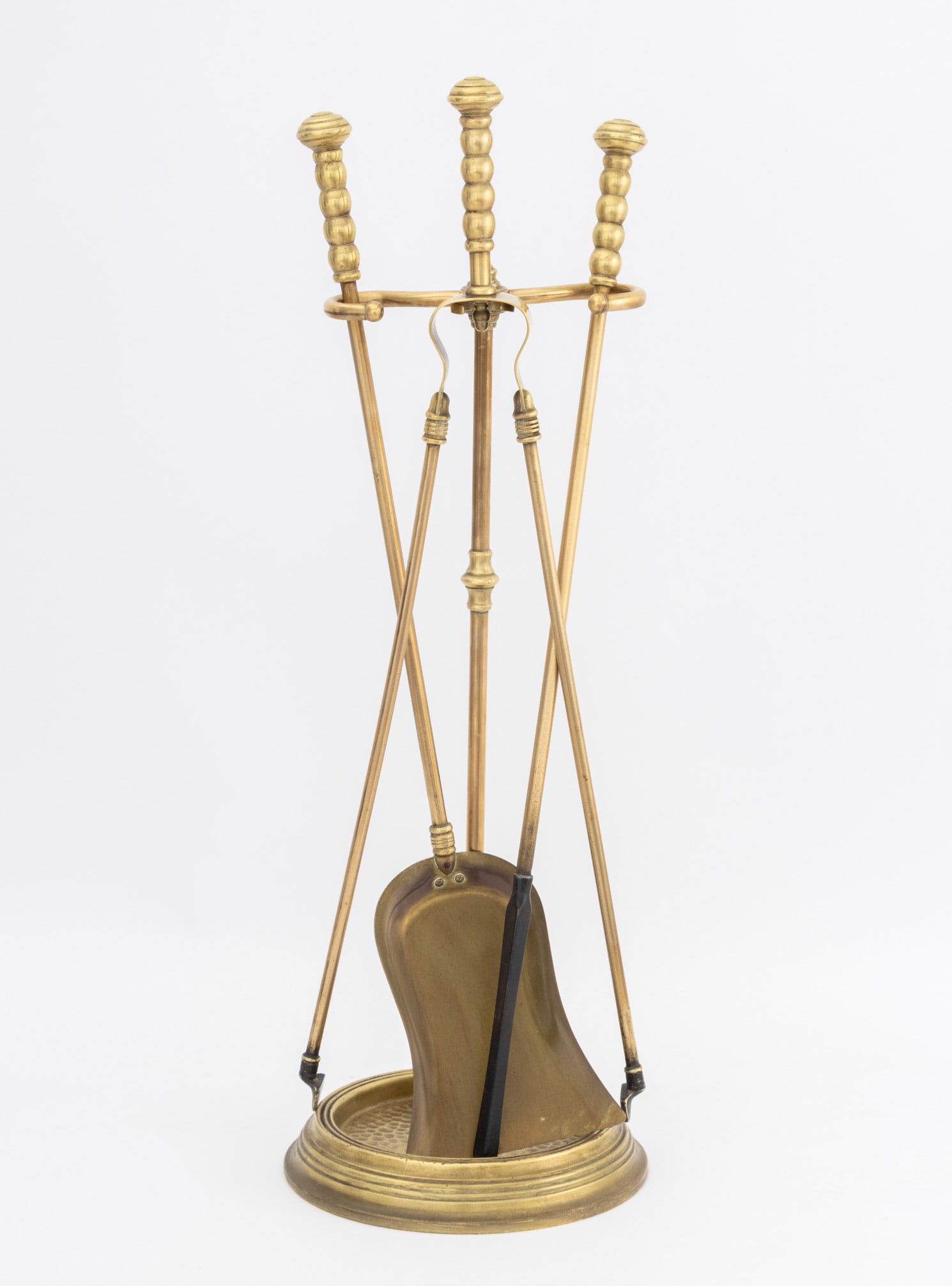 Federal Style Brass Fireplace Tool Set & Andirons - 7