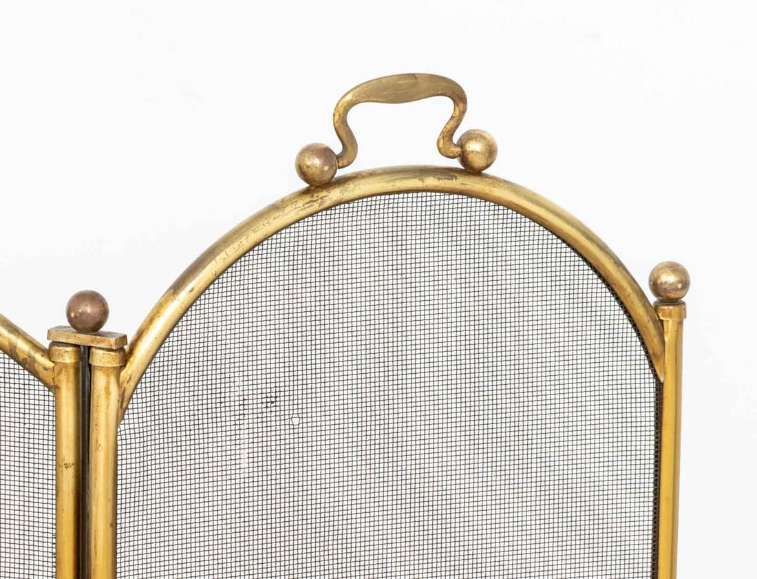 Brass Framed Three-Panel Folding Firescreen - 2
