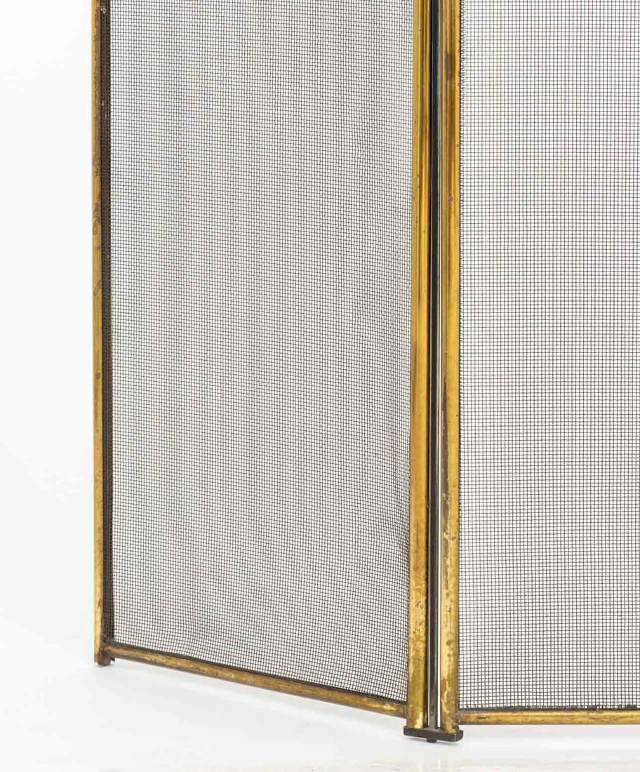 Brass Framed Three-Panel Folding Firescreen - 3