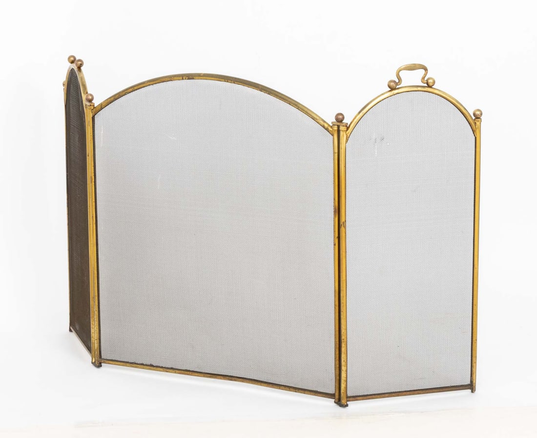 Brass Framed Three-Panel Folding Firescreen - 4