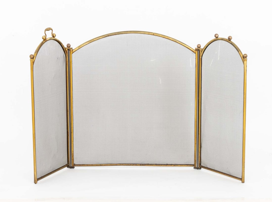 Brass Framed Three-Panel Folding Firescreen - 5