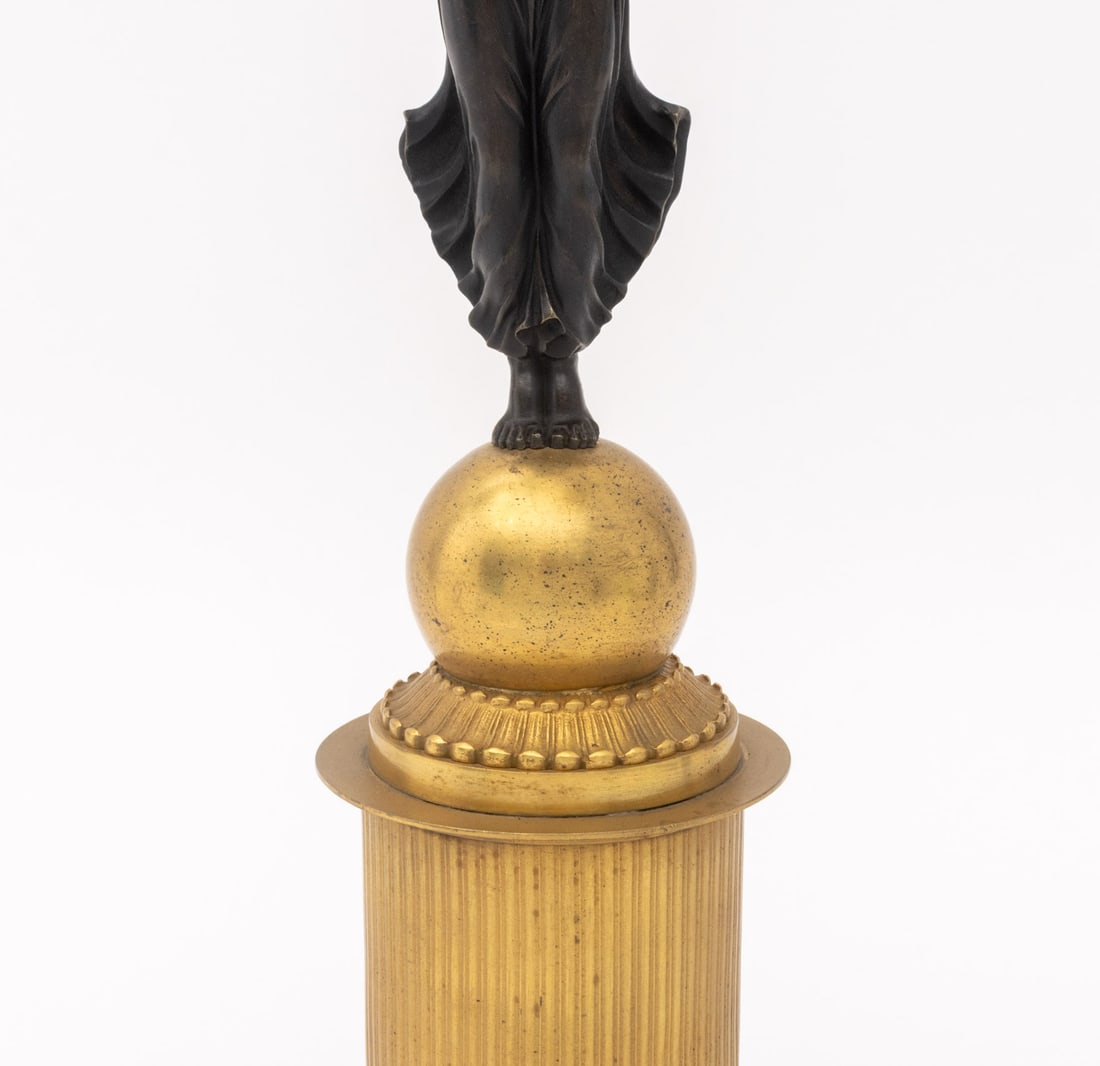 Empire Style Patinated & Gilt Metal Candelabra, Pr - 9