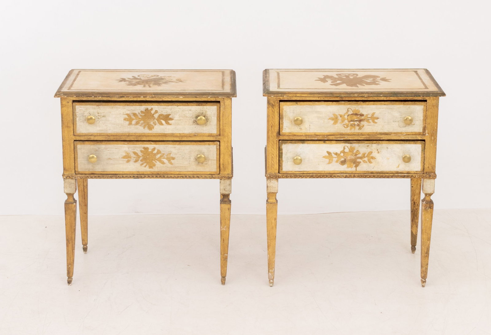 Louis XVI Style Distressed Side Tables, Pair - 2