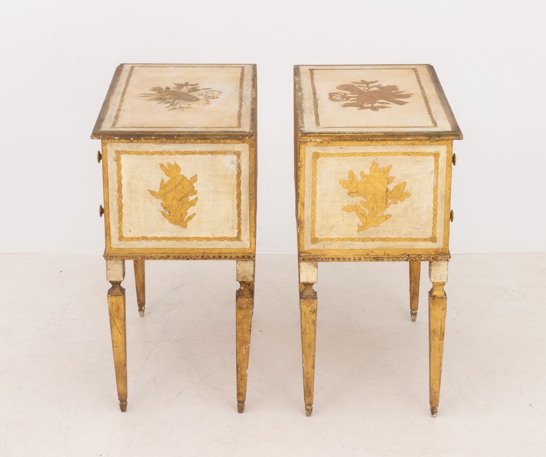Louis XVI Style Distressed Side Tables, Pair - 9