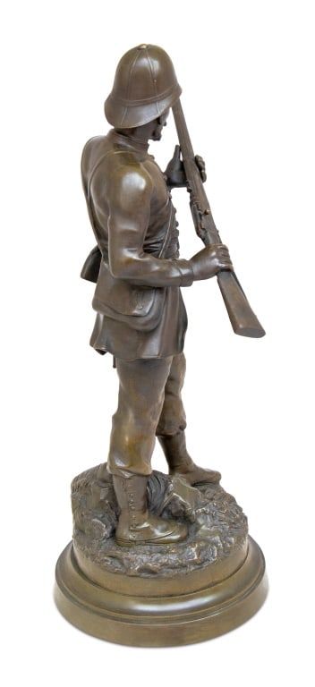 French Soldier Patinated Bronze Sculpture, 19th C. - 3
