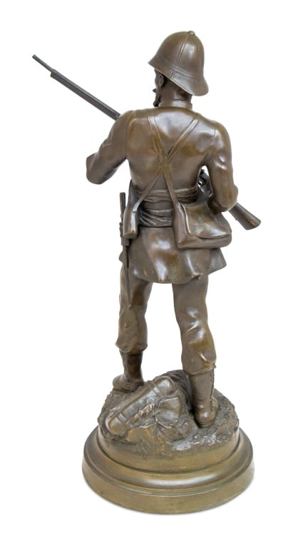 French Soldier Patinated Bronze Sculpture, 19th C. - 4