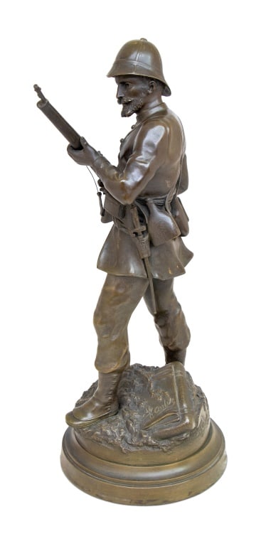 French Soldier Patinated Bronze Sculpture, 19th C. - 5