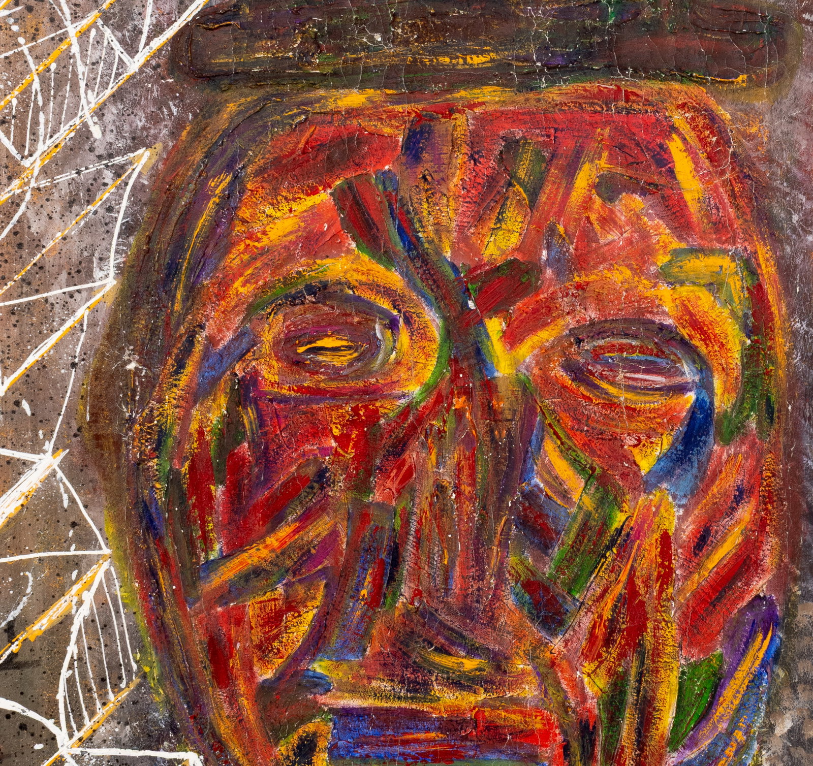 Angel and Masked Figure Oil on Canvas, 20th C. - 3