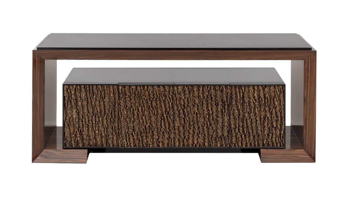 Contemporary Mahogany Waterfall Credenza - 3