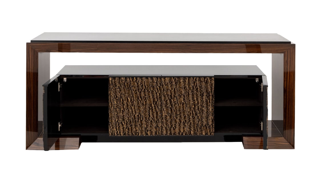 Contemporary Mahogany Waterfall Credenza - 4