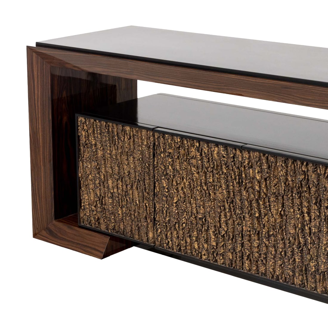 Contemporary Mahogany Waterfall Credenza - 6