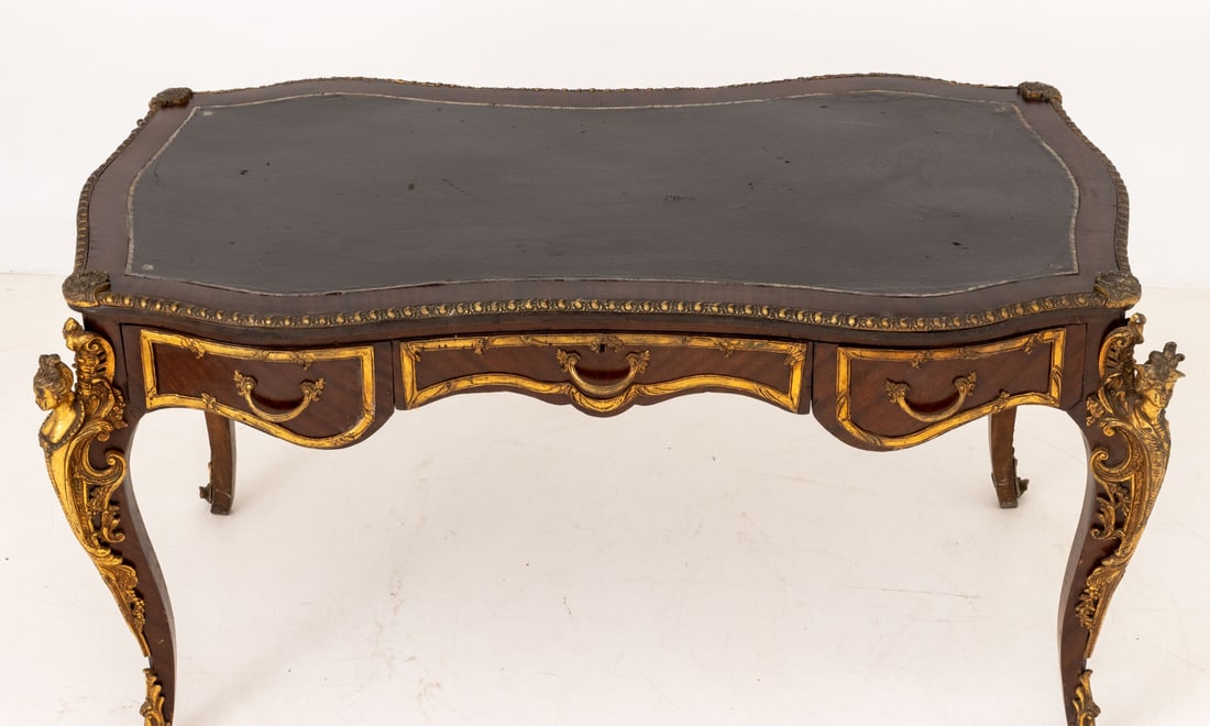 Louis XV Style Gilt Metal and Mahogany Bureau Plat - 4