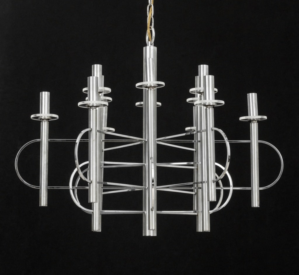 Gaetano Sciolari 12-Light Chrome Chandelier, 1970s - 2
