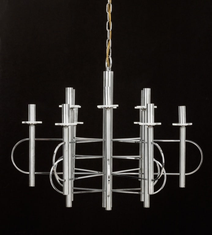 Gaetano Sciolari 12-Light Chrome Chandelier, 1970s - 3