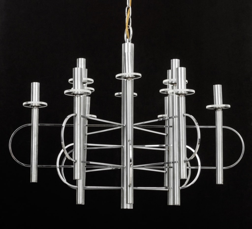 Gaetano Sciolari 12-Light Chrome Chandelier, 1970s - 4