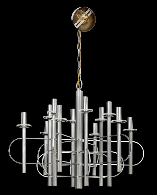 Gaetano Sciolari 12-Light Chrome Chandelier, 1970s - 5