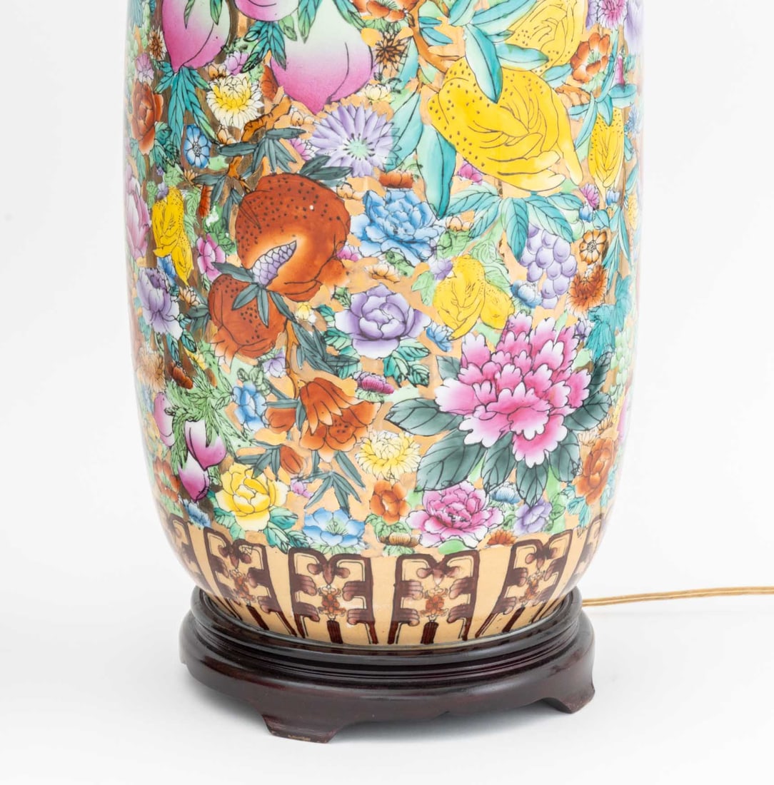 Chinese Millefleur Porcelain Vases as Lamps, Pair - 3