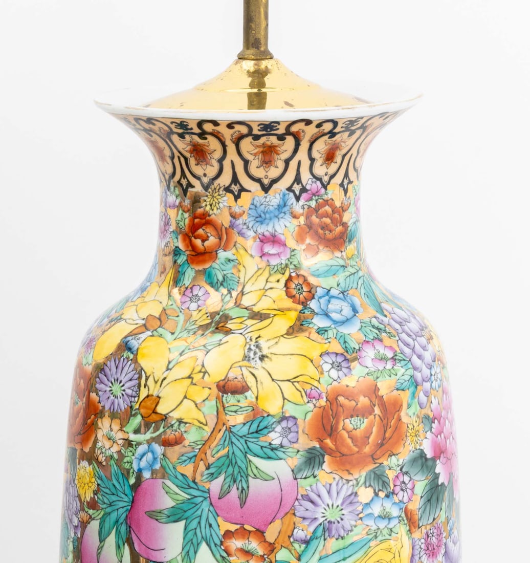 Chinese Millefleur Porcelain Vases as Lamps, Pair - 4