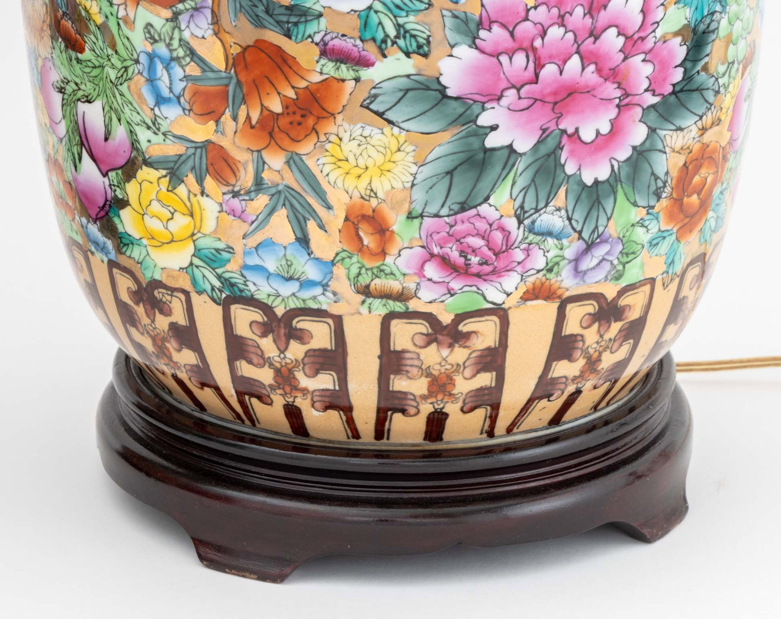 Chinese Millefleur Porcelain Vases as Lamps, Pair - 9