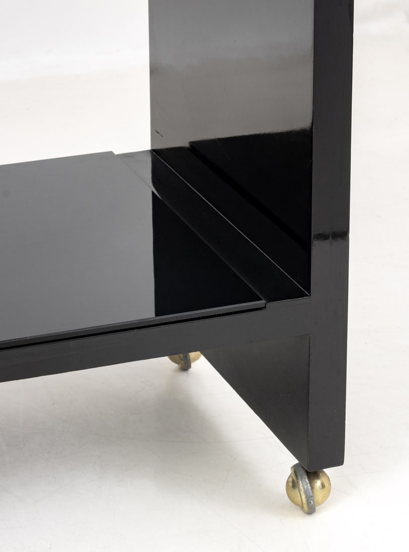 Modern Black Lacquered Waterfall Bar Cart - 6