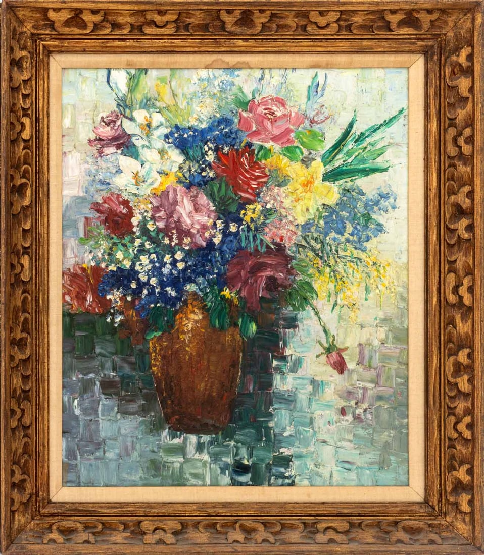 Still Life of Roses Oil on Canvas, 20th C. (1 of 9)