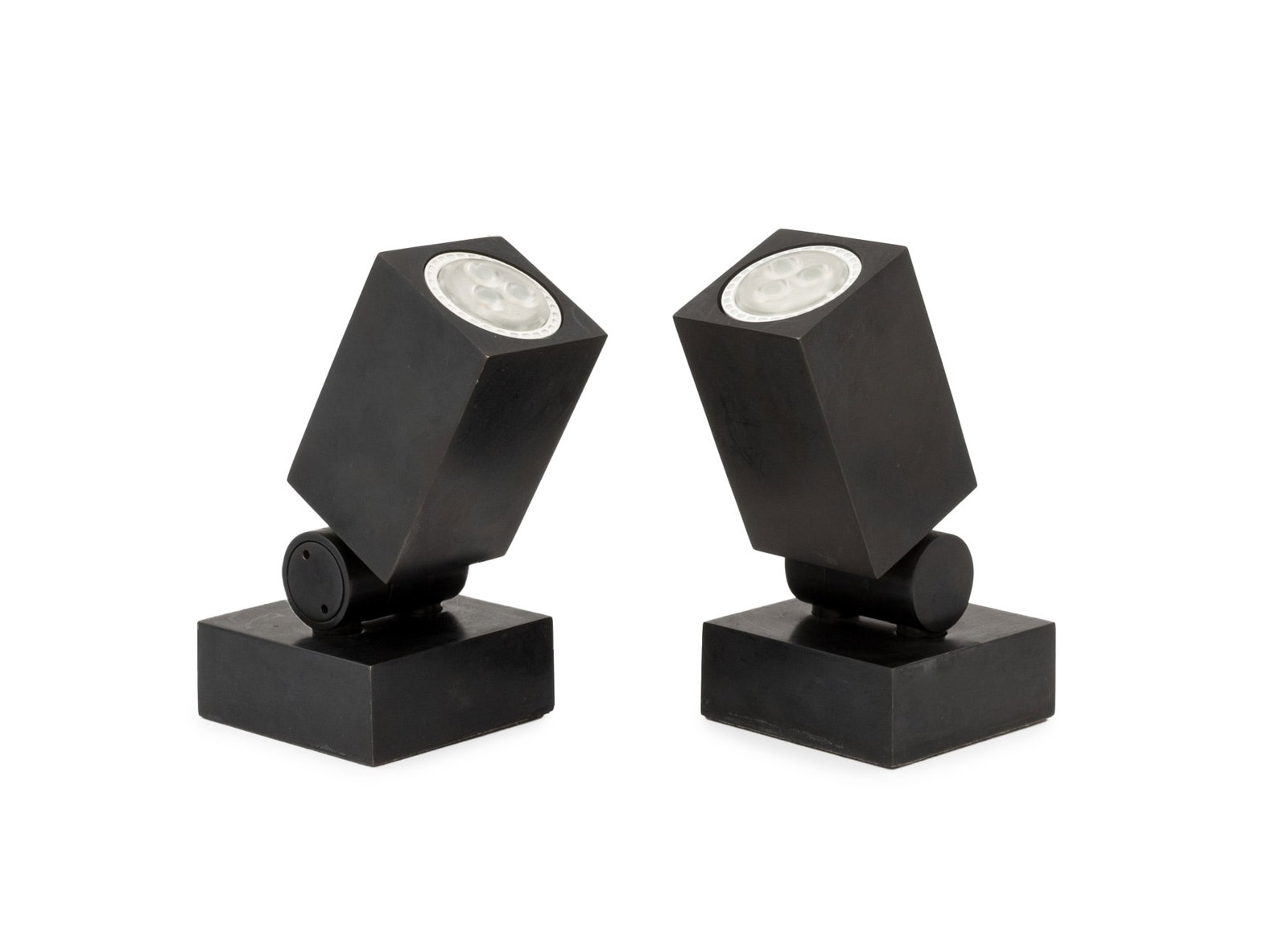 Vaughan Adjustable LED Spotlight Lamps, Pair: Pair of Vaughan Adjustable LED Spotlight Lamps, marked and with labels to undersides. 5" H x 2.5" W x 3.5" D. Provenance: From a One Central Park West Estate. Keywords: Designer, Lighting, Mood lighti