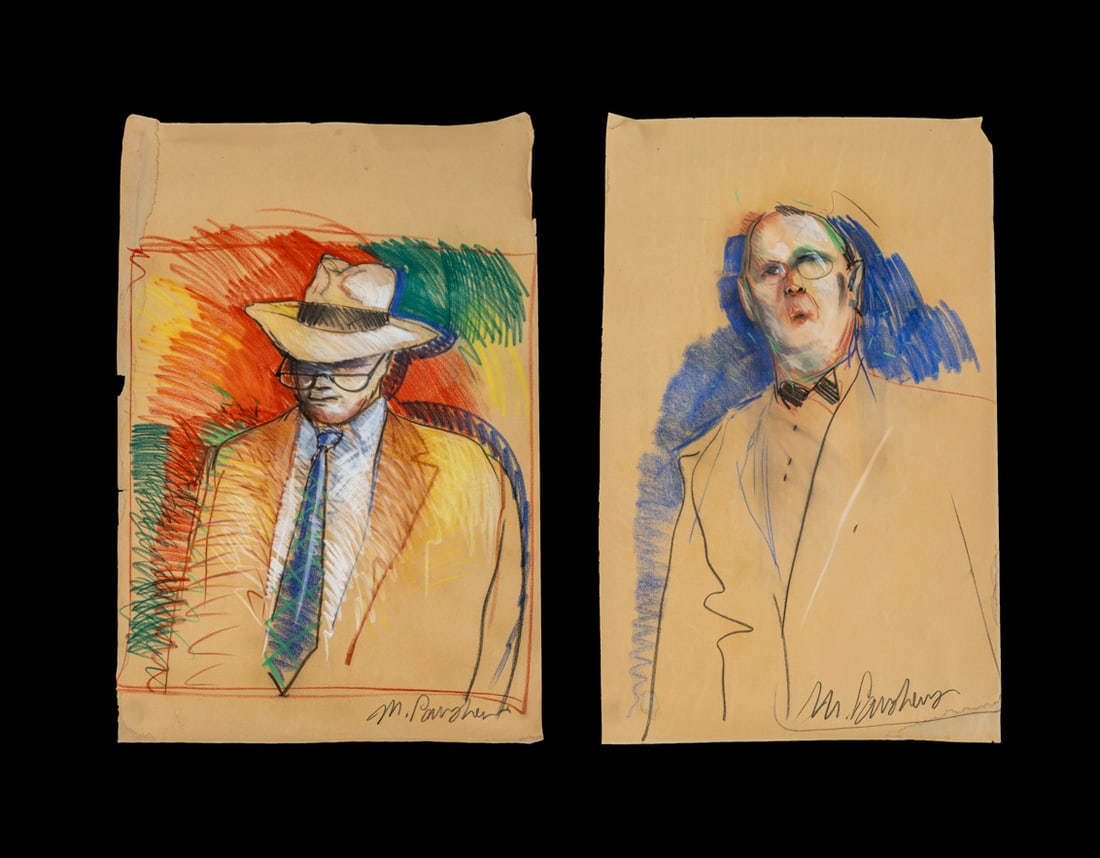 Michael Paraskevas Male Portraits Pastel, 2: Michael Paraskevas (America, b. 1961), Two Male Portraits, Pastel on Paper, each signed lower right, unframed. Larger: 35.75" H x 22.5" W. Provenance: From a New York City Collection. Keywords: Drawin