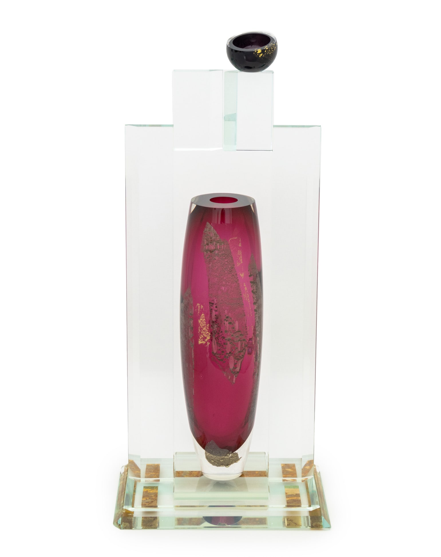 Illegibly Signed Postmodern Glass Vase, 1998 (1 of 13)