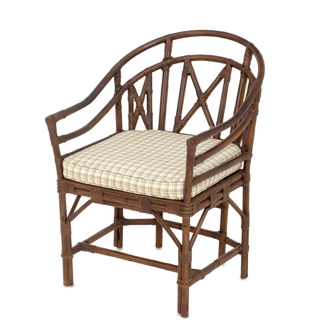 Modern Bent Bamboo and Rattan Armchair (1 of 9)