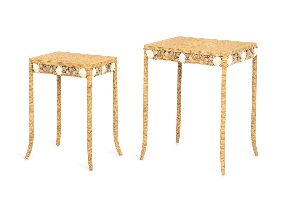 Modern Seagrass and Shell Nesting Tables, 2 - 2