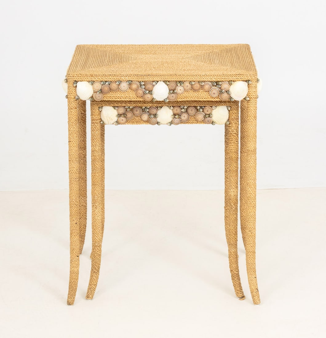 Modern Seagrass and Shell Nesting Tables, 2 - 3