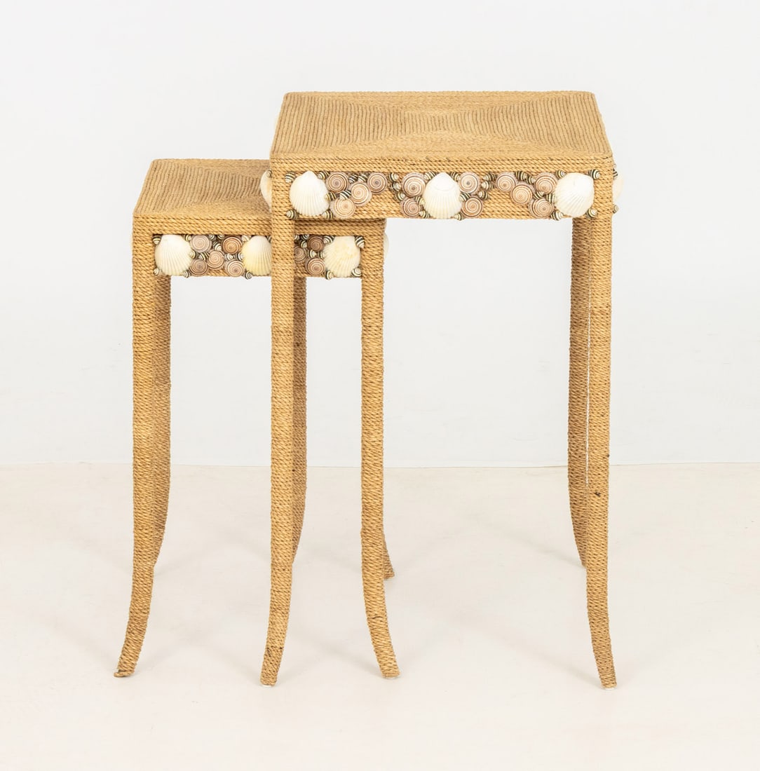 Modern Seagrass and Shell Nesting Tables, 2 - 4