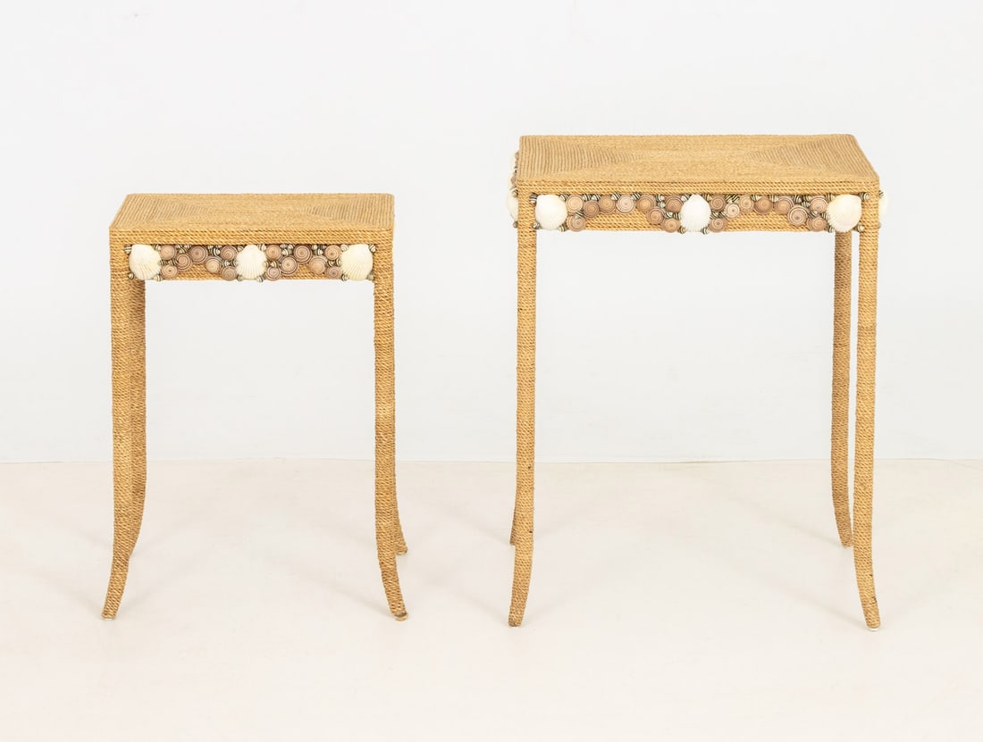 Modern Seagrass and Shell Nesting Tables, 2 - 5