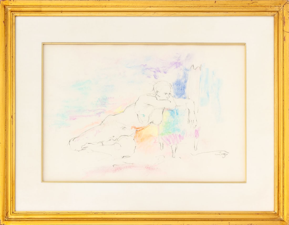 Jennet Inglis Reclining Nude Woman Pastel (1 of 7)