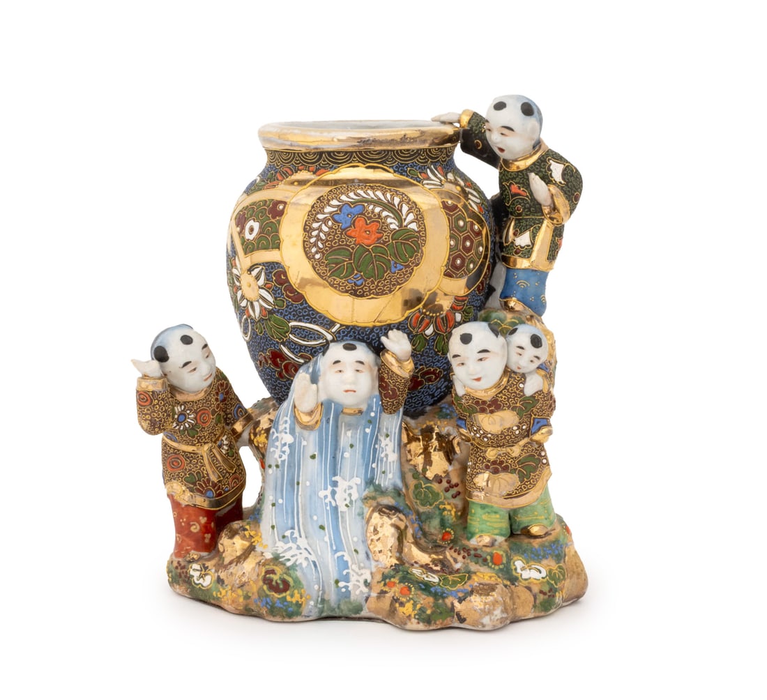 Japanese Painted Porcelain Figural Group Vase (1 of 12)