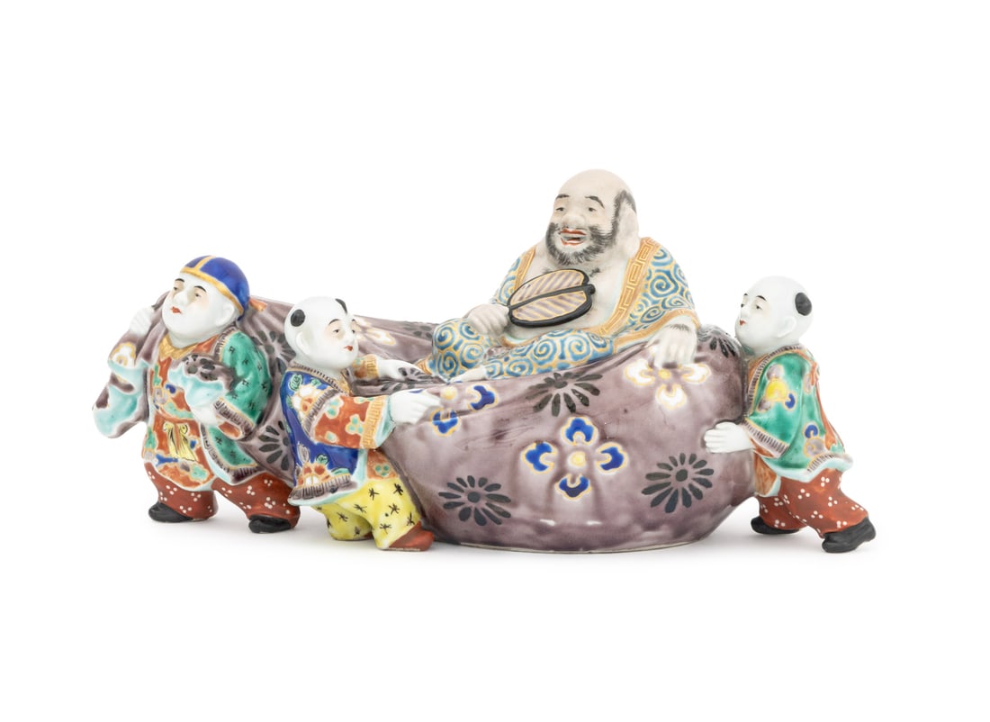 Chinese Painted Porcelain Figural Group Sculpture (1 of 9)