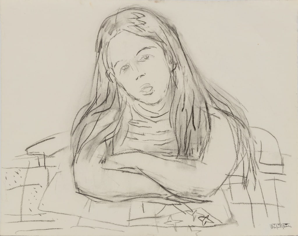 Manfred Schwartz Portrait of a Woman Charcoal: Manfred Schwartz (American, born Poland, 1909-1970), Portrait of a Woman, Charcoal on Paper, with the artist's signature stamped lower right, unframed. 19" H x 24" W. Provenance: From a 35 East 75th S