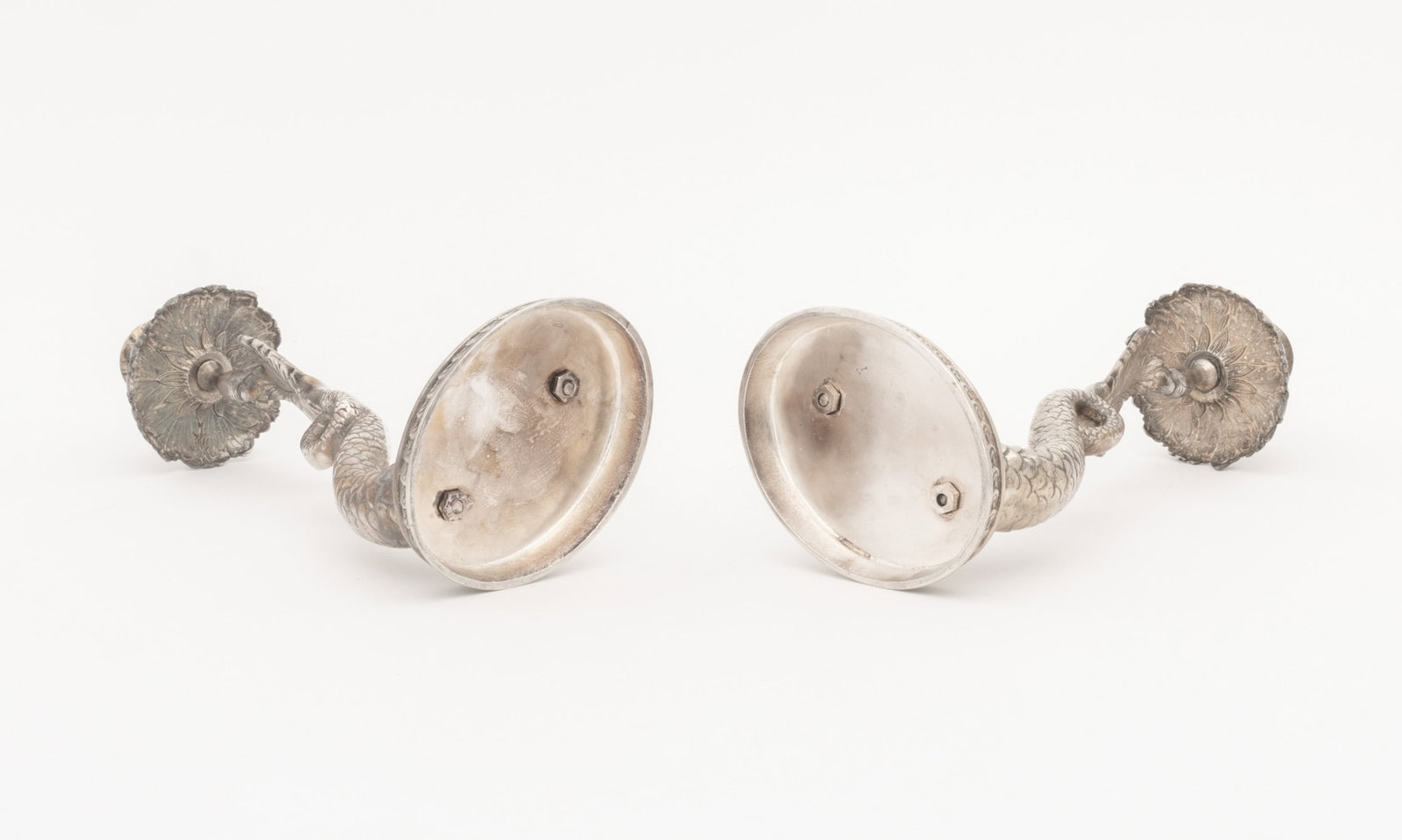 Baroque Style Dolphin Form Candlesticks, Pair - 10