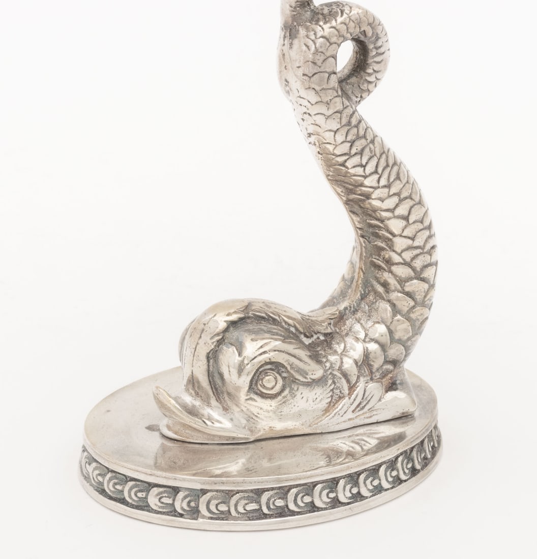 Baroque Style Dolphin Form Candlesticks, Pair - 6