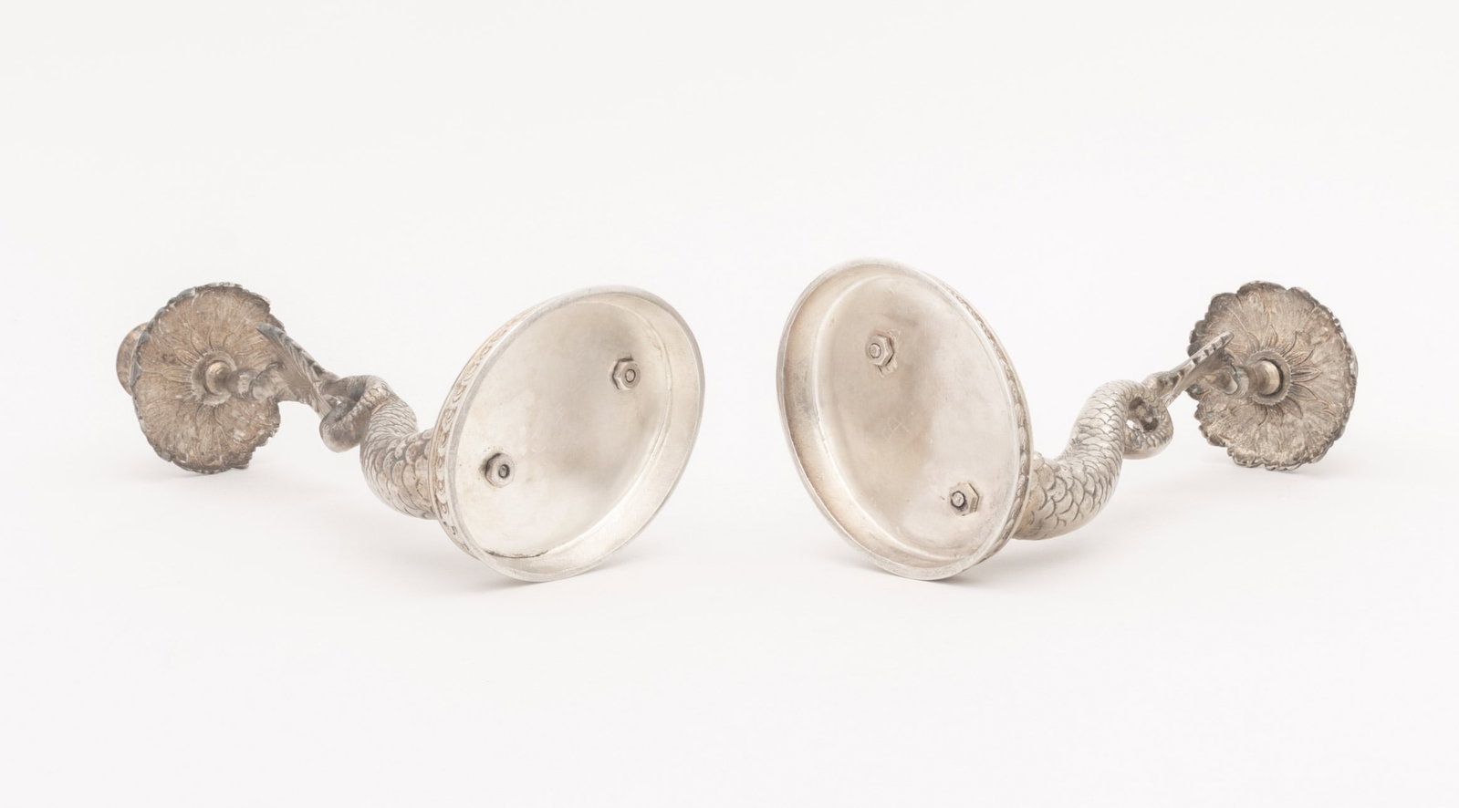Baroque Style Dolphin Form Candlesticks, Pair - 10