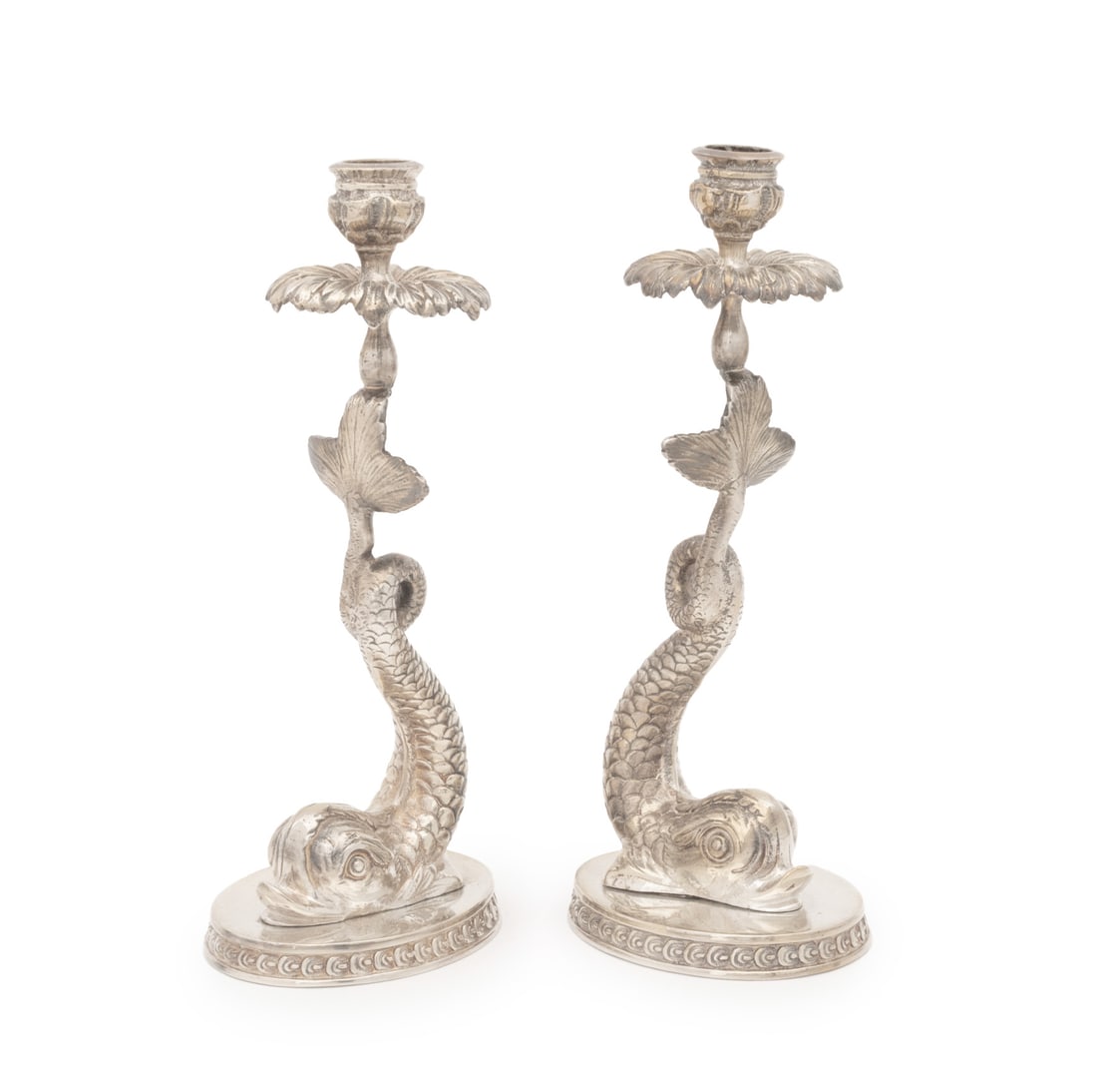 Baroque Style Dolphin Form Candlesticks, Pair (1 of 10)