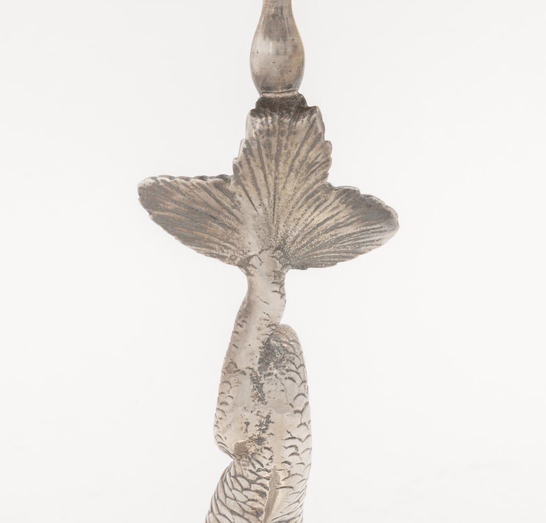 Baroque Style Dolphin Form Candlesticks, Pair - 9